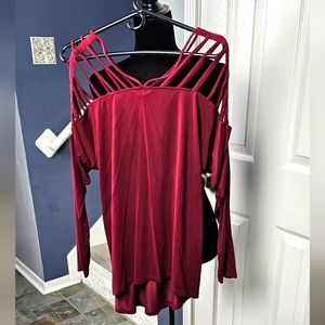 BKE red cold shoulder top